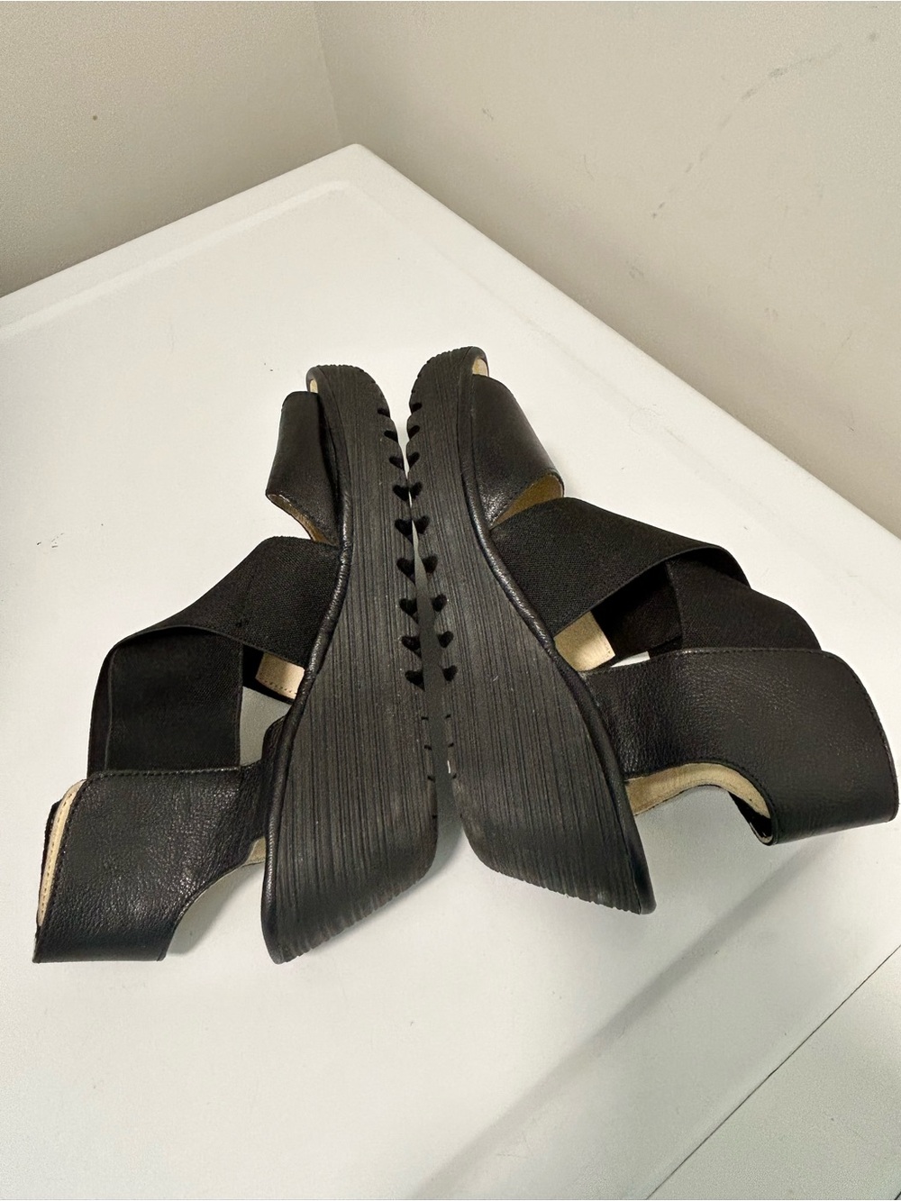 Fly London Yuba Wedge Sandals Black Size 8 - 8.5 US 39 EU - Picture 8 of 15